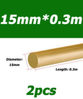 Top Shelf Solid Brass Round Rod 15Mm Diameter By Point Three Meter Length Two Pack, showing diameter and length details.