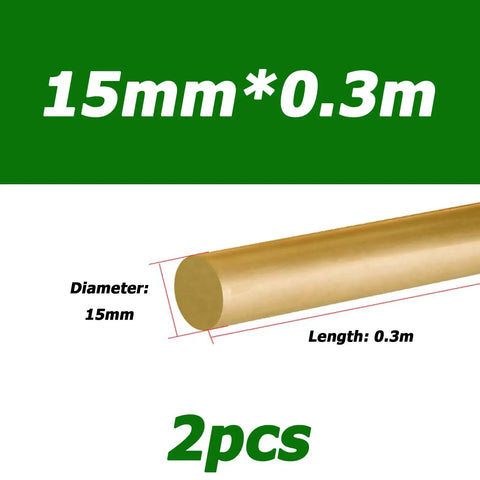 Top Shelf Solid Brass Round Rod 15Mm Diameter By Point Three Meter Length Two Pack, showing diameter and length details.