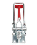Front view of Heavy Duty U Toggle Clamps 2 Pack, 2000 Lb Capacity, Self Locking Zinc Plated Cold Rolled Steel with red handle
