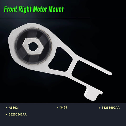 Front right engine mount for 2.4L Fiat 500X Renegade Compass ProMaster City OE Numbers A5862 68258599AA 68363755AA 2015-2020 Renegade
