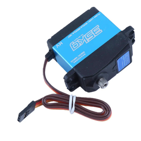 Heavy Duty 35Kg Digital Steering Servo For Rc Cars Featuring Waterproof Metal Gears with attached wiring and connector.