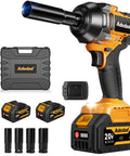 Pro Grade Cordless Impact Wrench Featuring 1000Nm Half Inch Drive And 20V Battery with battery, sockets, and case.