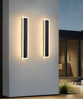 2-Pack Modern Outdoor LED Wall Light Fixture 23.6in Porch Patio Light With Frosted White Acrylic, 3000K-6000K, on exterior wall