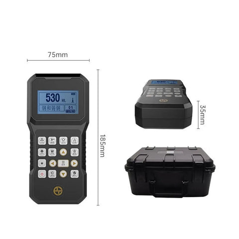 Portable Leeb Hardness Tester displaying measurement readout measuring 170 to 960 HLD for metals like steel copper aluminum.