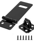 Heavy Duty 2 Inch Padlock Hasps 4 Pack Black Iron Door Slide Latch Lock Set Rust Proof Steel security bolts with screws.