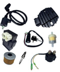 Ignition Coil CDI Box Plug And Play Replacement Kit For Honda Recon 250 TRX250TE TM 2002 2004 TRX250EX 2001 2008 TRX250X 2009 2019 With Voltage Regulator Rectifier Starter Relay Solenoid Fuel Filter Oil Filter Spark Plug