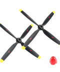 Set of 2 black propellers with yellow tips and red hub for 2 Pack Spare RC Plane Propellers Set For WLtoys A280 P51 Mustang XK RC Plane Replacement.