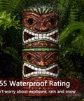 Solar Tiki Statue Outdoor Decor For Garden And Yard Large 10 Inch Tiki Totem Pole With Solar Powered Warm Glow Lights in rain