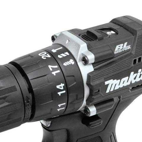 Close-up of 18V LXT Sub-Compact Brushless Drill And Impact Driver Go-To Combo Kit, showcasing ergonomic design and settings dial.