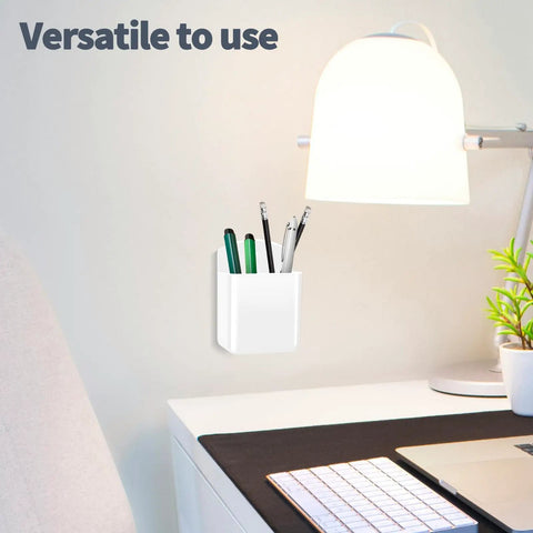 Two Pack Wall Mounted Remote Control Holder Set With Self Adhesive Backing And Screws, White Finish, used for pens on desk
