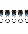 5 Pack 16mm Metal Push Button Switches Industrial Panel Mount Momentary Black Plated Flat Head, with rubber rings
