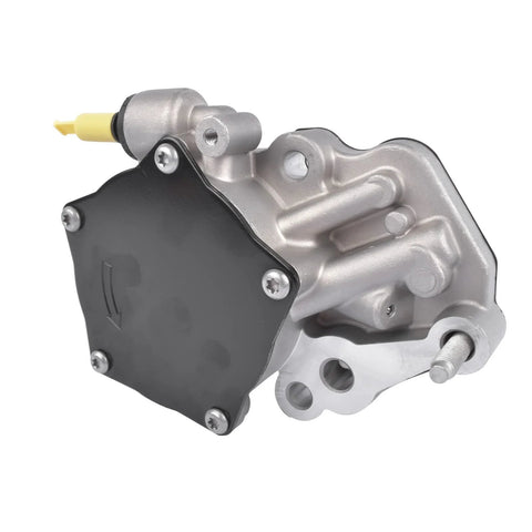Side view of GELUOXI vacuum pump replacement for GM vehicles; silver metal body with black mounting plate.