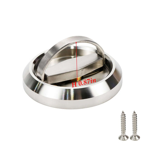 Two Pack Round Recessed Hidden Concealed Cabinet Pulls for Doors and Closets, flush mount pull handle with screws, 201 stainless steel