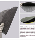 Ditch The Dust And Clog Issues With These 9 Inch Sandpaper Mesh Discs showcasing a gloved hand holding a black mesh sanding disc.