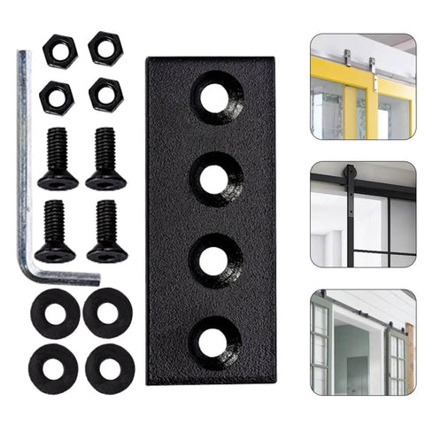 Track Connecting Plate Kit For Barn Door Track System, Metal Joint Plate Flat Fixing Connector and installation parts