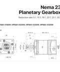 Kick Ass Heavy Duty Nema 23 Planetary Gearbox Motor Speed Reducer With Slick 8MM Input Shaft And Crisp 25 To 1 Ratio technical drawing