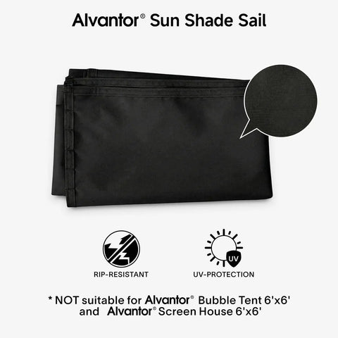 Black sun shade sail for screen house and bubble tent, blocks 95% UV, Oxford fabric trapezoid 38x50x57 inch fit, 3 pack.