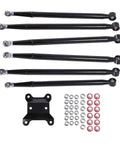 Rear Radius Rods Replacement Kit For Maverick X3 64 Inch Body RA Built Beefed Up Steel Construction Easy Direct Fit Heavy Duty UTV Suspension Upgrade For Off Road Performance And Long Lasting Reliability. Black steel rods with bracket and hardware