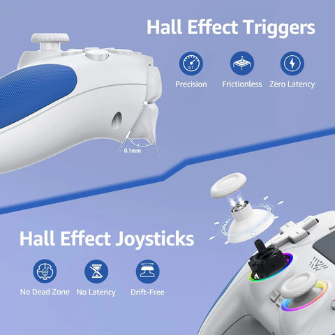 Wireless PS5 Gamepad With Hall Effect Joysticks And Two Back Buttons, detailed image of joystick and trigger features
