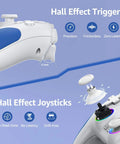 Close-up of RGB Wireless PS5 Controller For PC with Hall Effect Joysticks and Triggers, showing zero latency and precision.