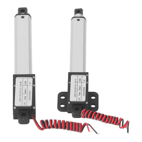 Top Tier 150N Electric Linear Actuator With 75mm Stroke And 12V Power for DIY ramps, featuring aluminum body and wiring.