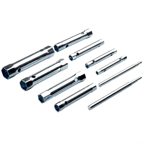Metric Tube Spanner Set With Hollow Socket Wrenches, 6-22mm Double Ended Carbon Steel Box Spanners, 10-Piece Deep Reach Kit