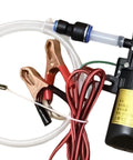 Heavy Duty 12V Self Priming Transfer Oil Pump For Garage And Shop Fluid Extractor with clamps and tubing.