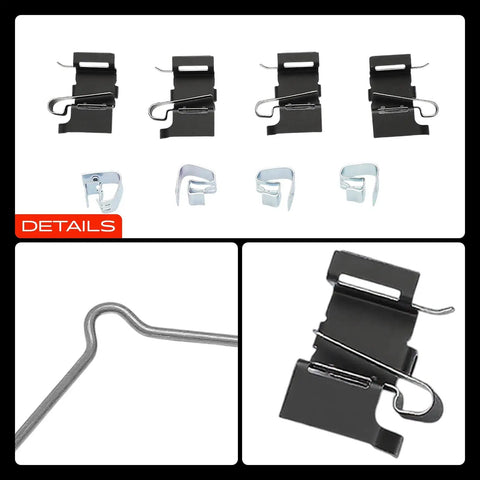 Top Tier Front Disc Brake Hardware Kit With Premium Clamps And Retainers For Toyota Highlander Sienna Lexus RX350 LX450h NX200t Ensure A Smooth Ride And Rock Solid Safety On The Road, black and silver spring clips