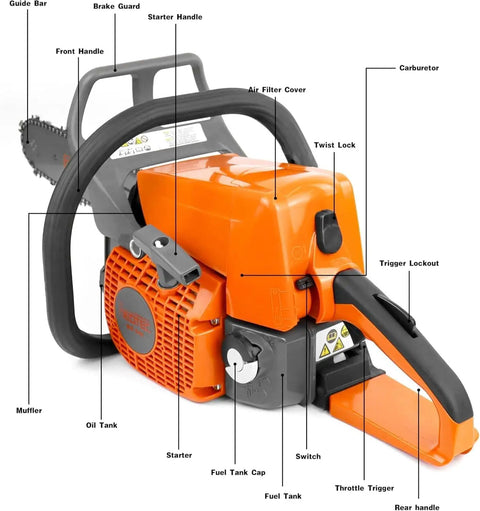 Lightweight Gas Chainsaw With 16 Inch Bar And Chain And 45.4cc Powerhead Delivers Real Cut Power 3 HP Output 2.24 kW 13.3 Lb