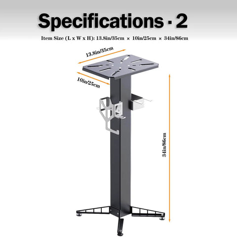 Dead Nuts Floor Mount Vise And Grinder Stand 34 Inches Tall Heavy Carbon Steel showing specifications, dimensions labeled.