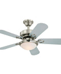 36 Inch Brushed Nickel Ceiling Fan With Dimmable LED Light And Opal Frosted Glass, Reversible Wengue And Silver Blades, A Real Cool Upgrade For Small Rooms