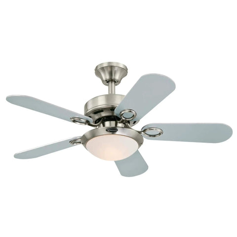 36 Inch Brushed Nickel Ceiling Fan With Dimmable LED Light And Opal Frosted Glass, Reversible Wengue And Silver Blades, A Real Cool Upgrade For Small Rooms