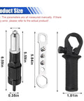 Cordless Rivet Gun Tool Kit With Four Rivet Heads 2.4mm 3.2mm 4.0mm And 4.8mm, dimensions with wrench and handle