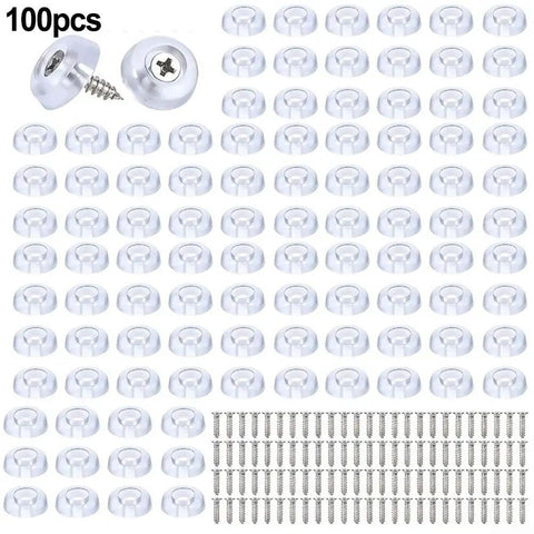 100 Transparent Non Slip Rubber Feet With Stainless Steel Screws for Chopping Boards and Small Appliances