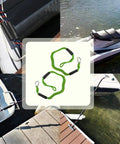 Master Chill Marine Docking With These 4 Foot Green Bungee Dock Lines Featuring Heavy Duty Stainless Clip Rock Solid Boat And Jet Ski Tether No Knot Rope For Kayak Pontoon Or Dinghy Easy Setup, shown in use on various boats.