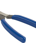 Angled 4 In 1 Wire Tool With Crimper Cutter Stripper And Gripper For Tight Spots, blue handles, DIY electrician tool.