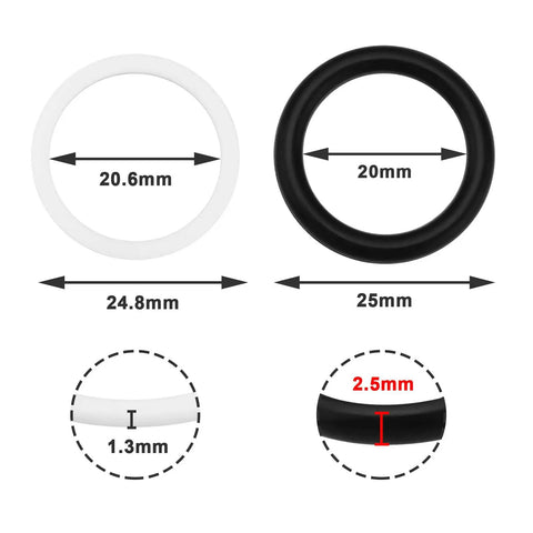 Heavy Duty Quick Release Hydraulic O Ring Seal Kit For BG3 Tractor Plugs, black and white rubber and PTFE washers shown