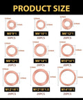 Copper Washer Kit 200 Piece Assortment For Oil Drain Plugs And Banjo Bolts Go To Gasket Set M5 Through M14 sizes displayed