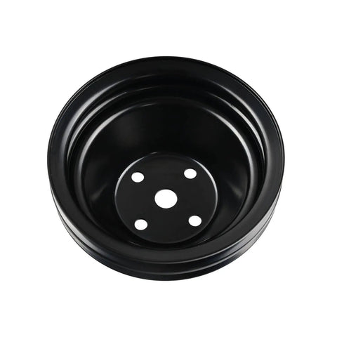 Complete Small Block Chevy 350 Power Steering Pump And V Belt Pulley Kit With One Half Inch Groove Bracket For Long Water Pump Swap Ready Setup black steel pulley