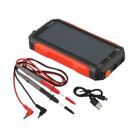 Workhorse USB C Rechargeable True RMS Multimeter with 6000 Counts, includes test leads and USB-C cable displayed on white background