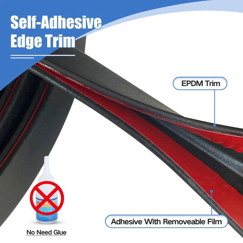 Rubber edge trim, EPDM, self-adhesive U-channel for 1/16 in (1.6 mm) sheet metal, black, 10 ft