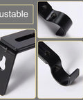 Heavy Duty Adjustable Curtain Rod Brackets close-up, rust resistant black iron, adjustable design for 1 inch rods.