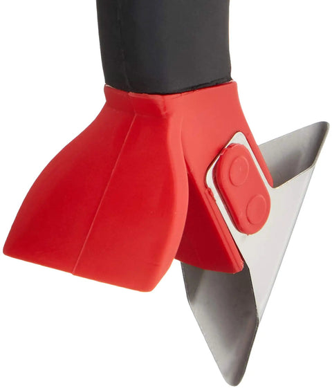 Three In One Caulk Tool For Removal And Application With Soft Grip Handle Durable Plastic Construction Stainless Steel Blade