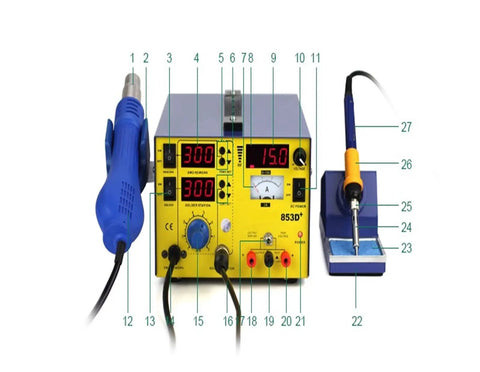 Ultimate 3 In 1 Soldering Power Supply Set With Hot Air Gun And Iron For BGA Rework Station and DIY battery repairs.