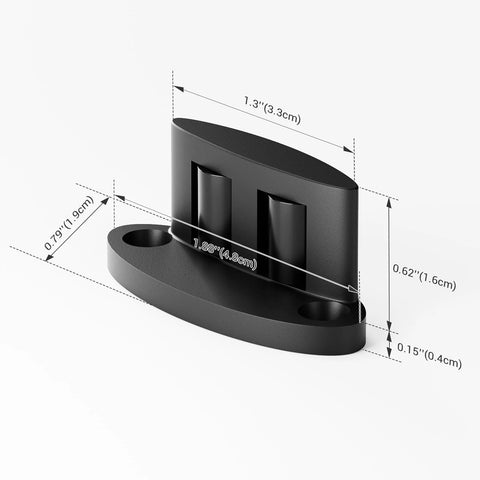 Sliding Barn Door Floor Guide With Adjustable Rollers, Double-Sided Bearing Design, Floor Mounted Black Finish, showing dimensions