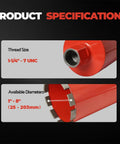 Heavy Duty 2.5 Inch Diamond Core Drill Bit For Concrete And Masonry Wet Only With 1-1/4 Inch 7 UNC thread close-up view