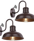 Two Pack Dusk To Dawn Outdoor Wall Sconces Gooseneck Barn Lights In Oil Rubbed Bronze Exterior Waterproof Anti Rust For Porch Garage Entryway Farmhouse Style Vibe