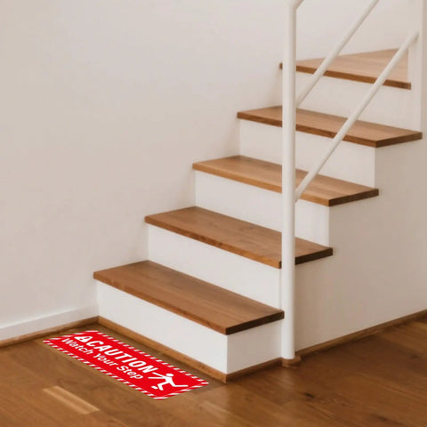 Hella Durable 4 Pack Caution Watch Your Step Floor Decals 6 X 16 Inch Self Adhesive Vinyl Warning Sign For Indoor Outdoor Non Slip Protection Easy Peel And Stick Setup