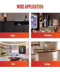 Collage showing applications of 360 Degree Rotatable Inset Offset Pivot Door Hinge in home, restaurant, hotel, and kitchen settings.