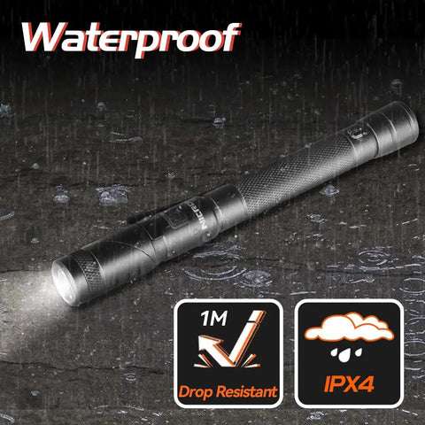 Portable LED Pen Flashlight With 90 Degree Twist Head 150 Lumen Output Clip And Magnet IPX4 Waterproof Handy Mechanic
